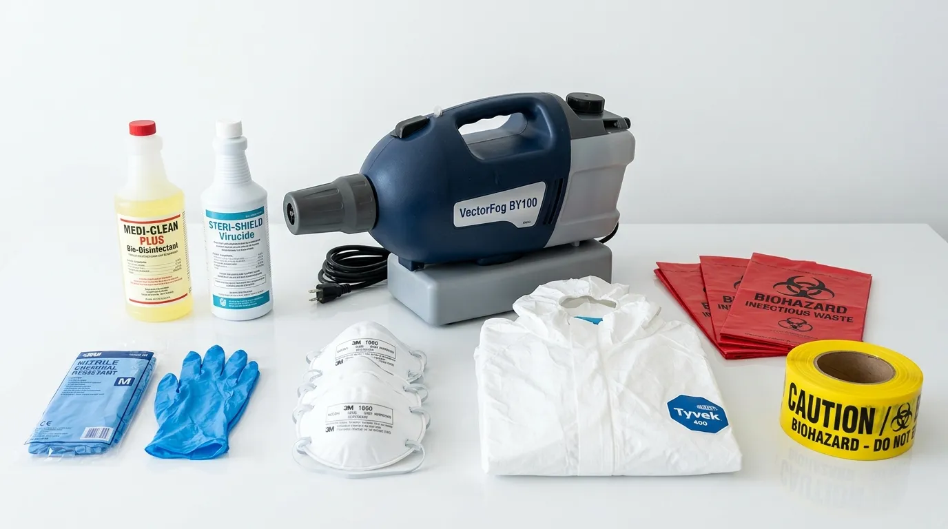 Professional biohazard remediation crew working in Lincoln